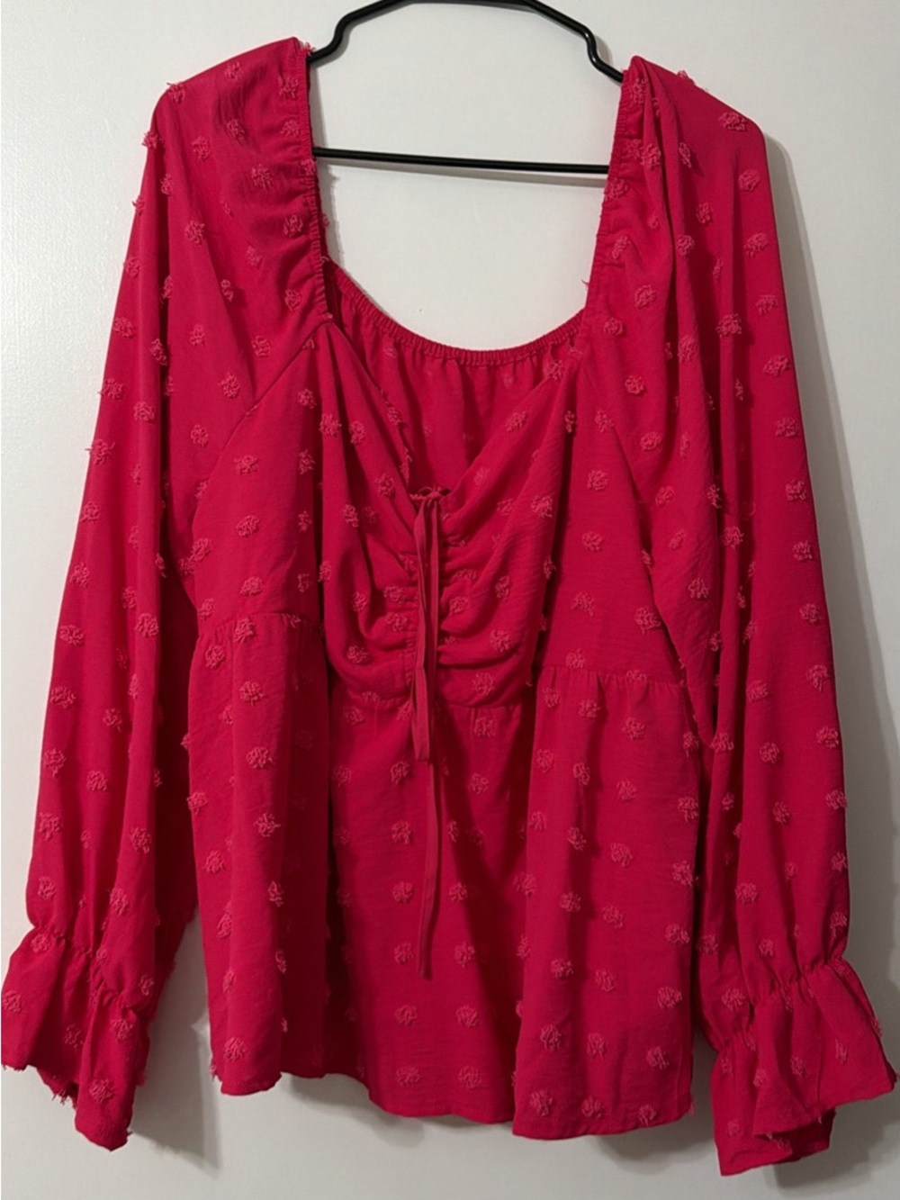 Women’s Long-Sleeve Ruched Peasant Top - Pink